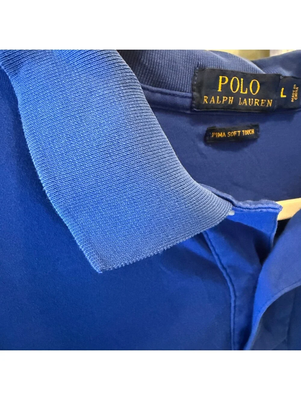 Polo Ralph Lauren Men's Blue Pima Soft Touch Polo Shirt Size Large